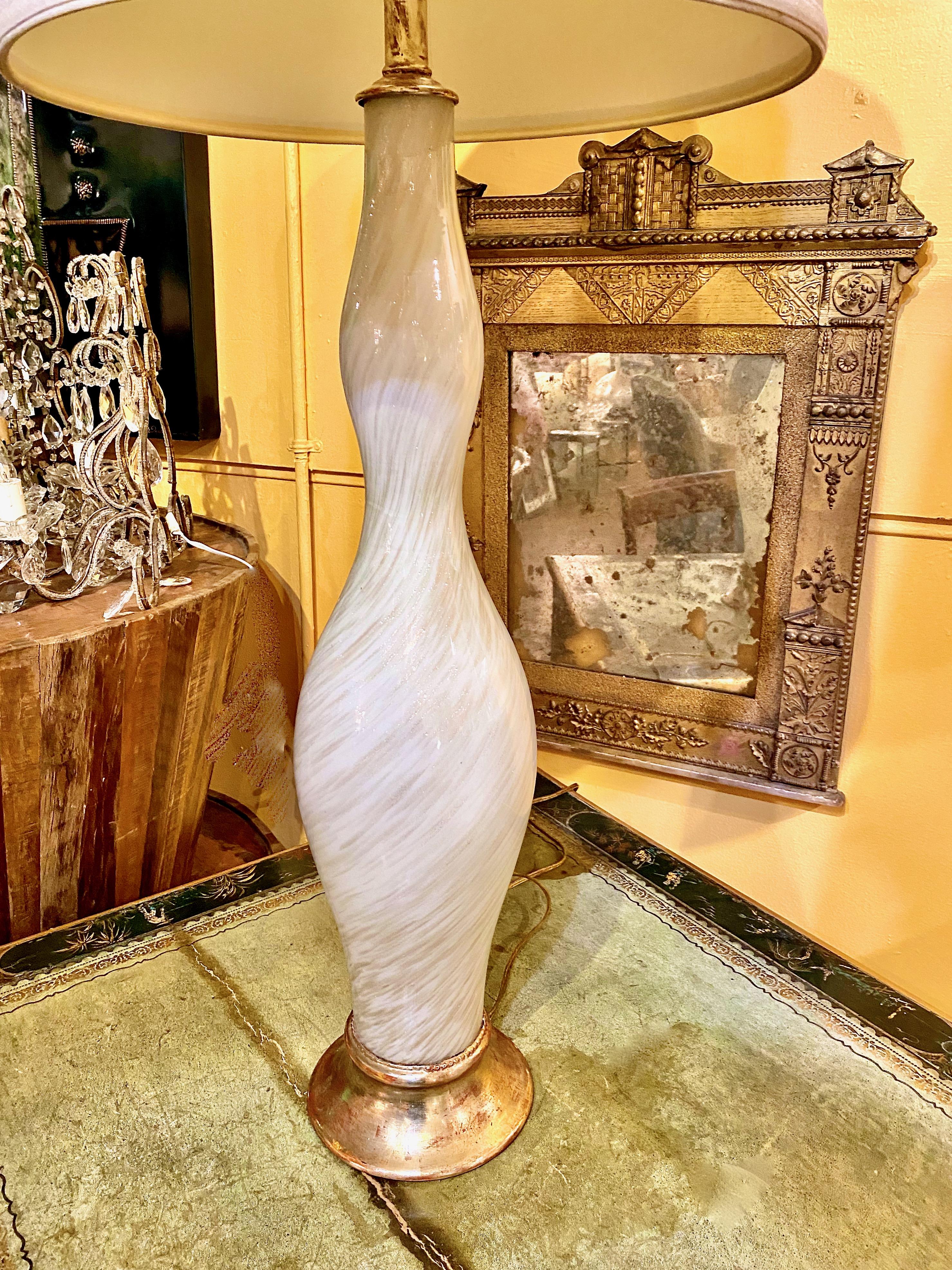Pair of Mid-Century Tall Murano Lamps In Good Condition For Sale In Pasadena, CA