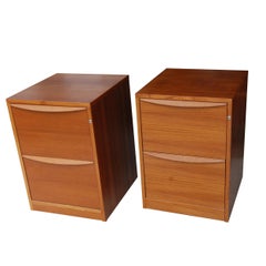 Pair Mid-Century Teak File Cabinets on Casters