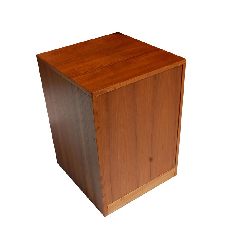 Lacquered Pair Mid-Century Teak File Cabinets on Casters For Sale