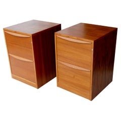 Pair Mid-Century Teak File Cabinets on Casters