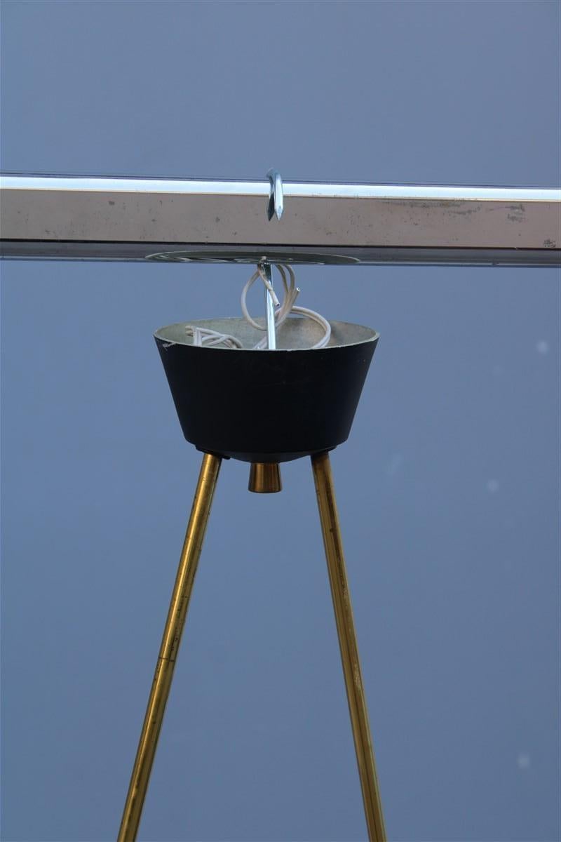 Italian Pair Mid-century Technicians Chandelier Stilux Milano Brass Glass Plexiglass For Sale