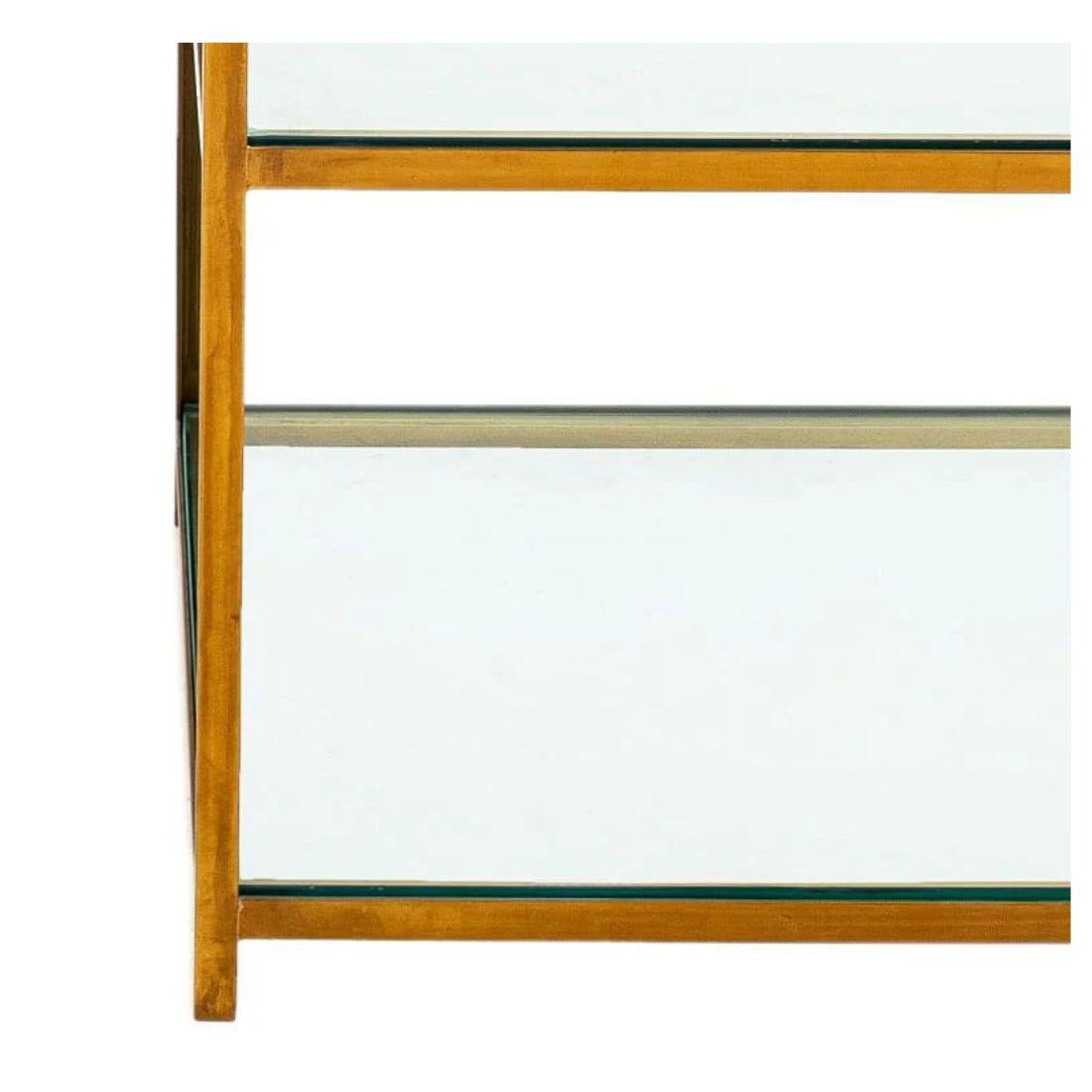20th Century Pair Mid Century Three Tier Brass and Glass Side Tables For Sale