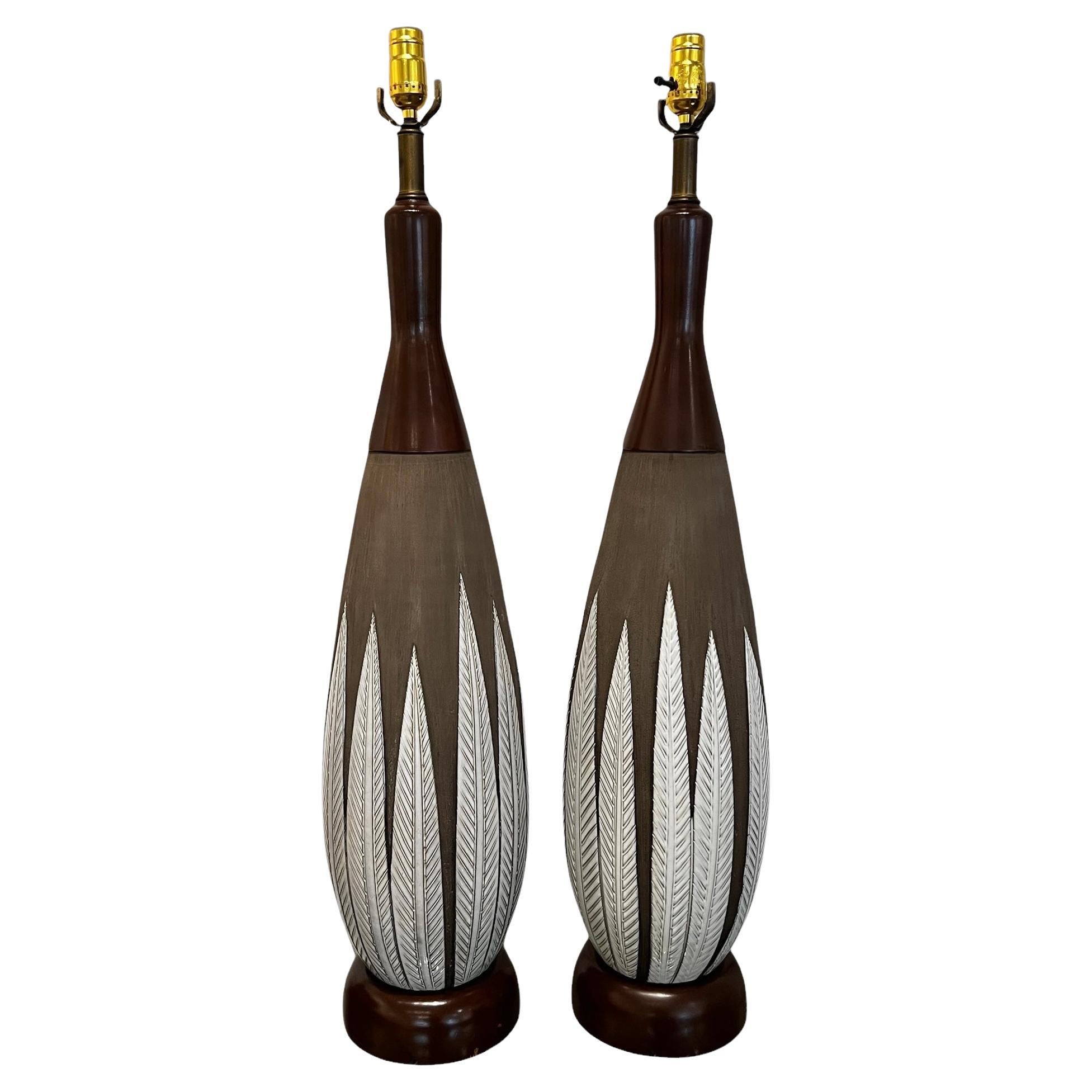 Pair Mid-Century Upscale Ekeby "Paprika" Table Lamps by Anna-Lisa Thomson