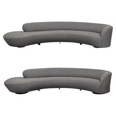 Pair Mid-Century Vladimir Kagan Serpentine Sofas for Directional, Lucite, Bouclé