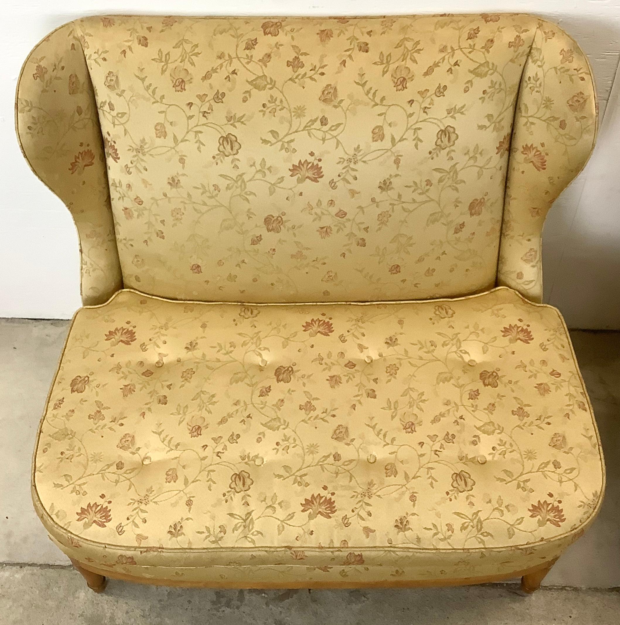 Pair Mid-Century Wingback Loveseats after Paolo Buffa For Sale 2