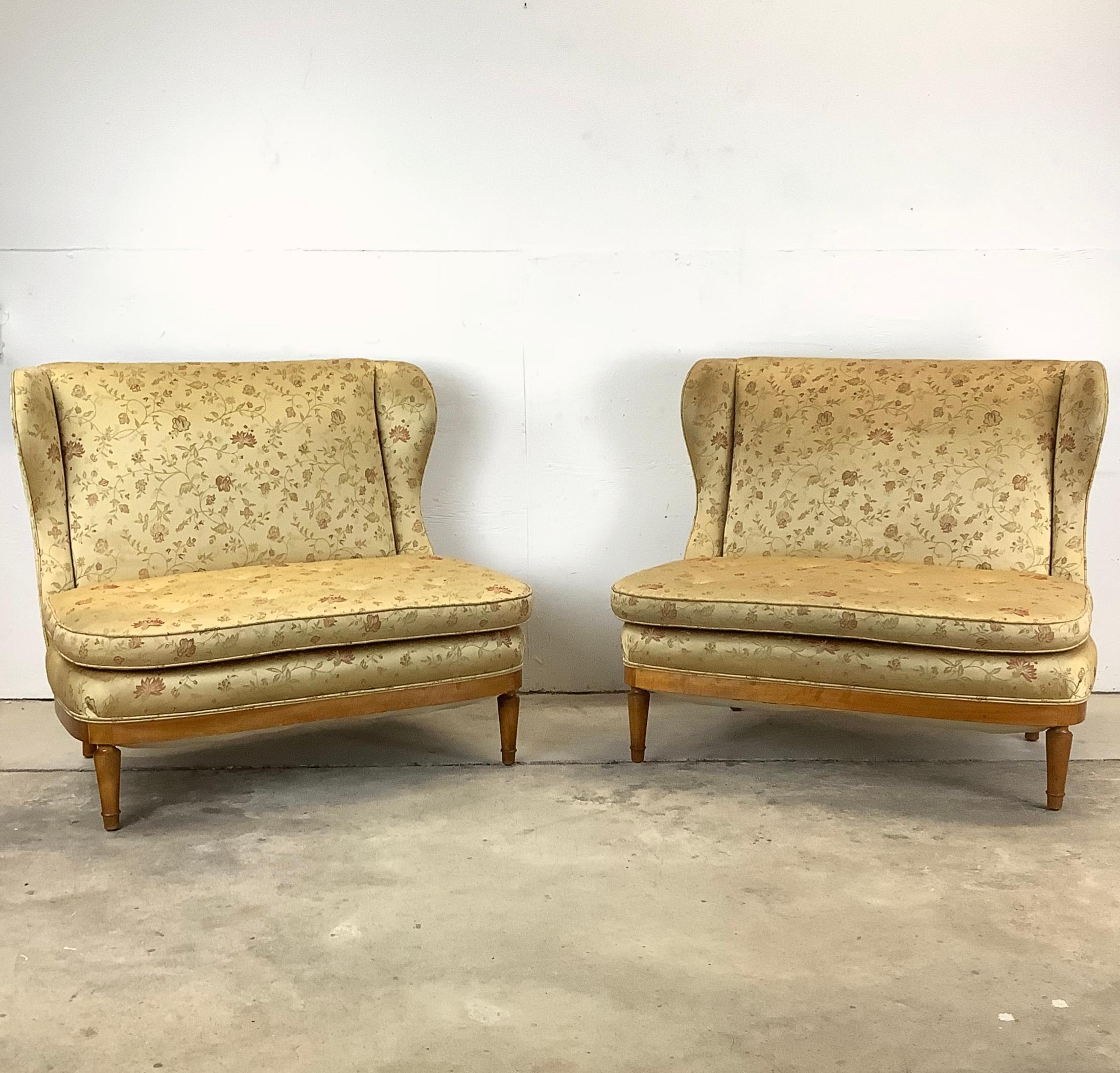 Mid-Century Modern Pair Mid-Century Wingback Loveseats after Paolo Buffa For Sale