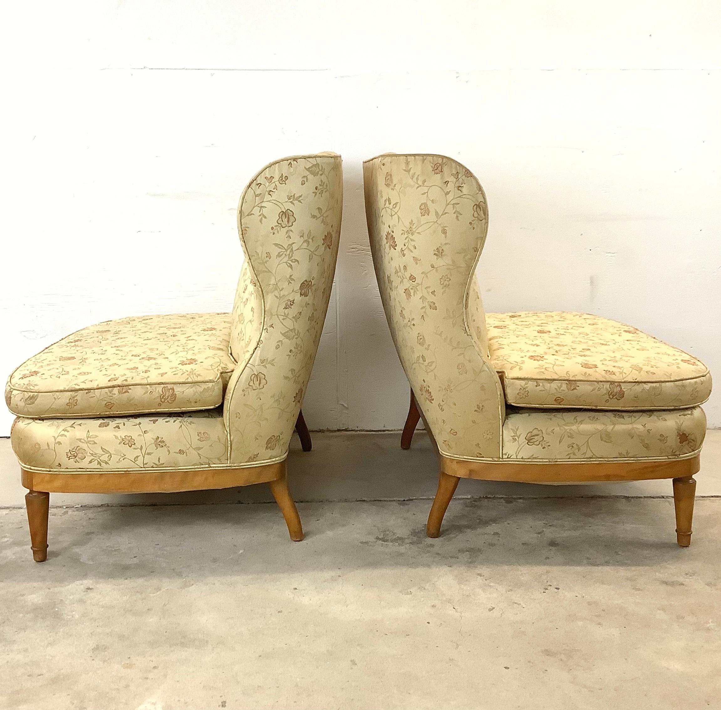 Pair Mid-Century Wingback Loveseats after Paolo Buffa In Good Condition For Sale In Trenton, NJ