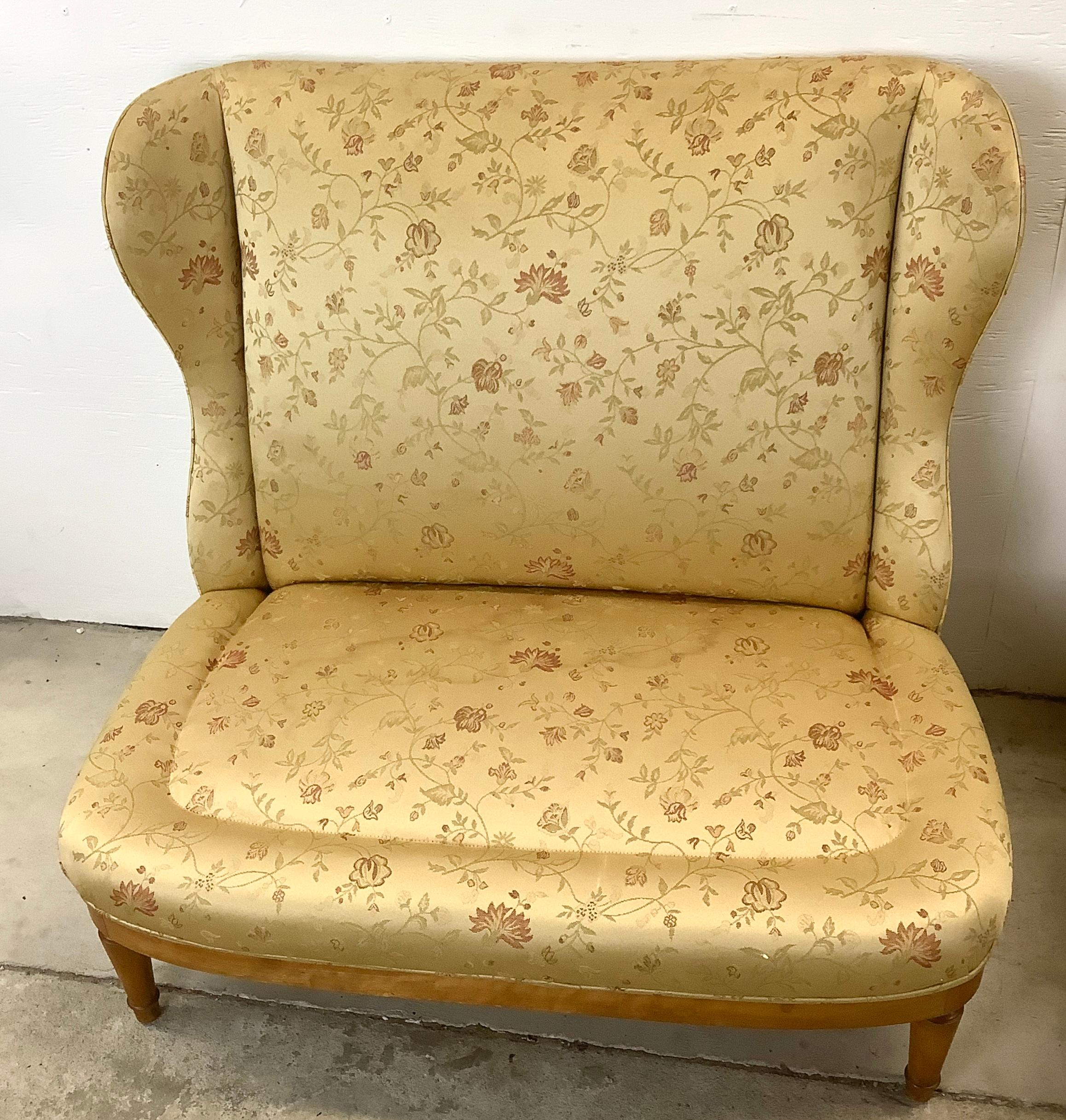 Pair Mid-Century Wingback Loveseats after Paolo Buffa For Sale 1
