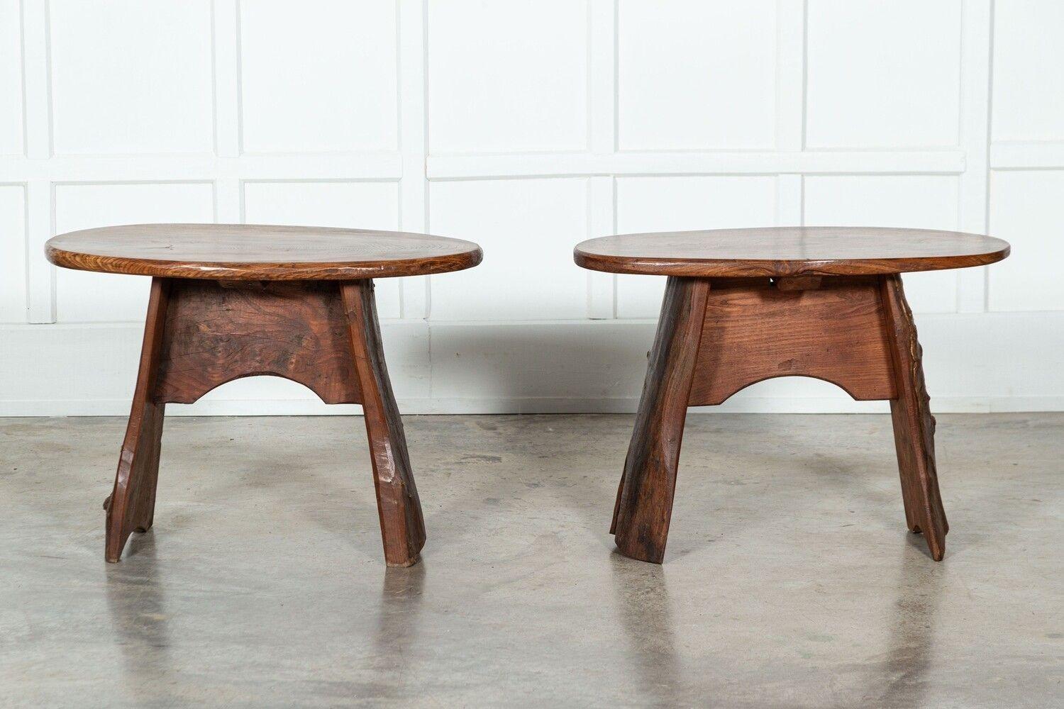 Pair MidC Oak Side / Coffee Tables For Sale 6