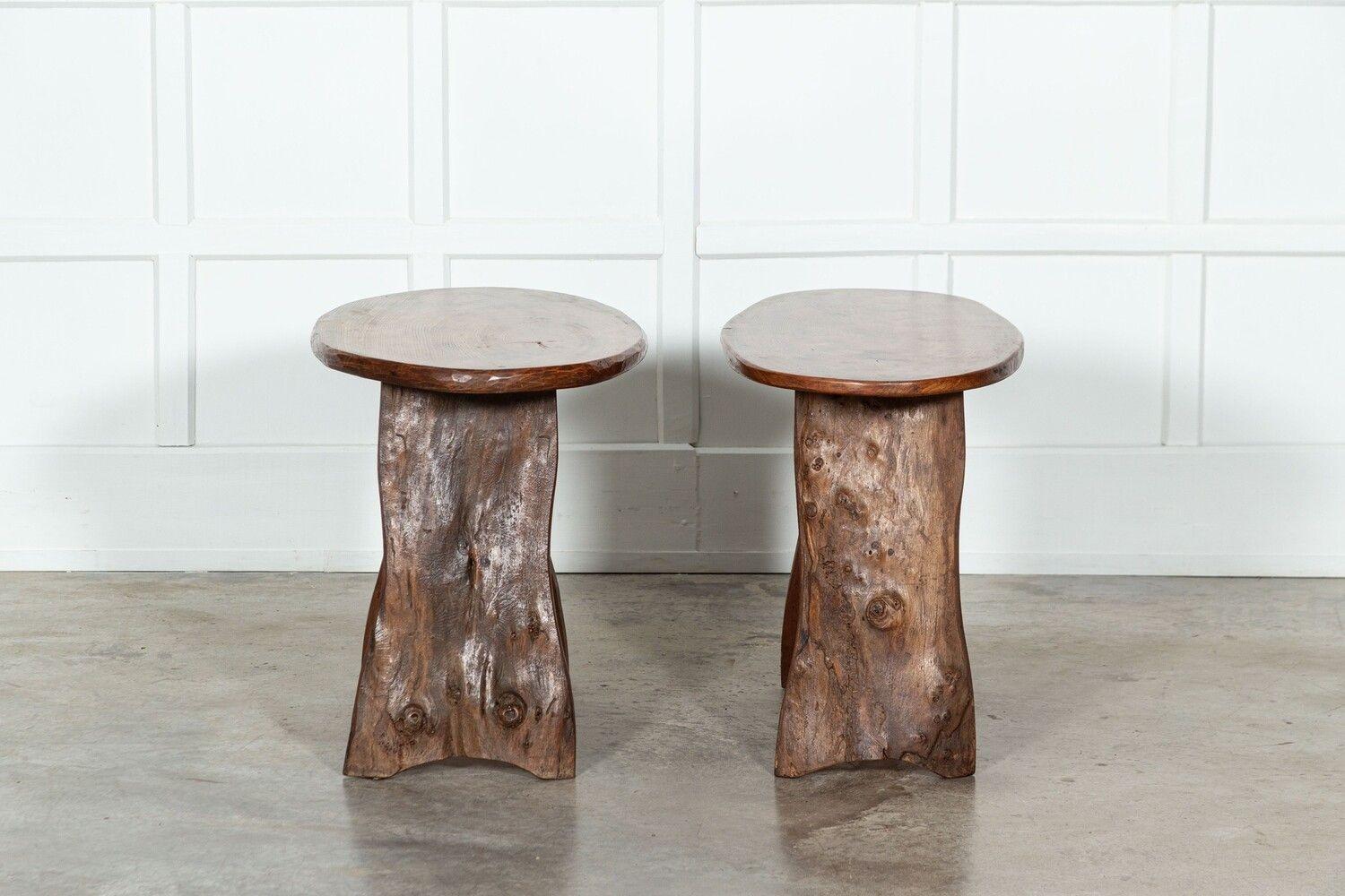 Pair MidC Oak Side / Coffee Tables For Sale 7