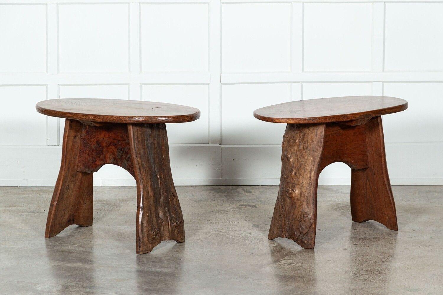 Pair MidC Oak Side / Coffee Tables For Sale 10