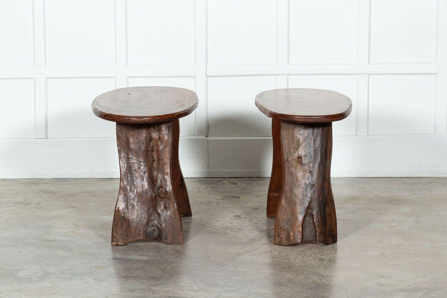 Pair MidC Oak Side / Coffee Tables For Sale 1
