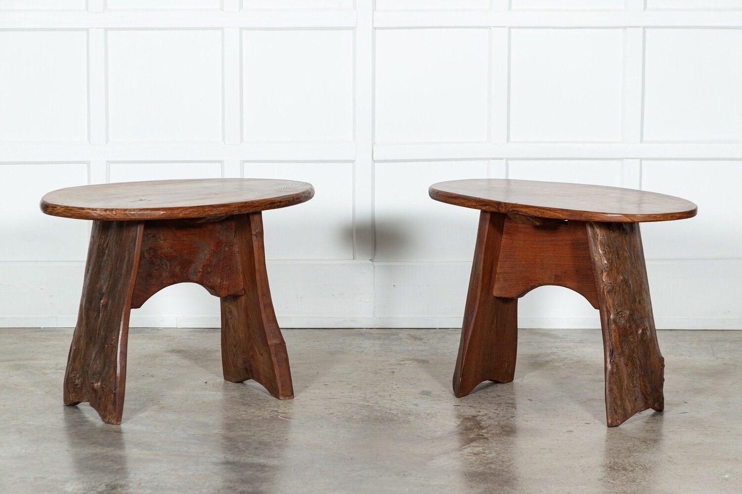 Pair MidC Oak Side / Coffee Tables For Sale 4