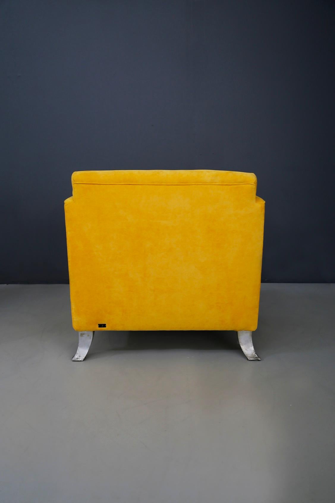 Pair of Midcentury Armchairs Melchiorre Bega of Yellow Velvet Numbered from 1938 1