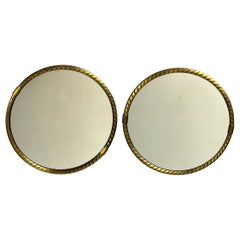 Pair midcentury brass rope mirrors, Germany, 1970s - 1980s