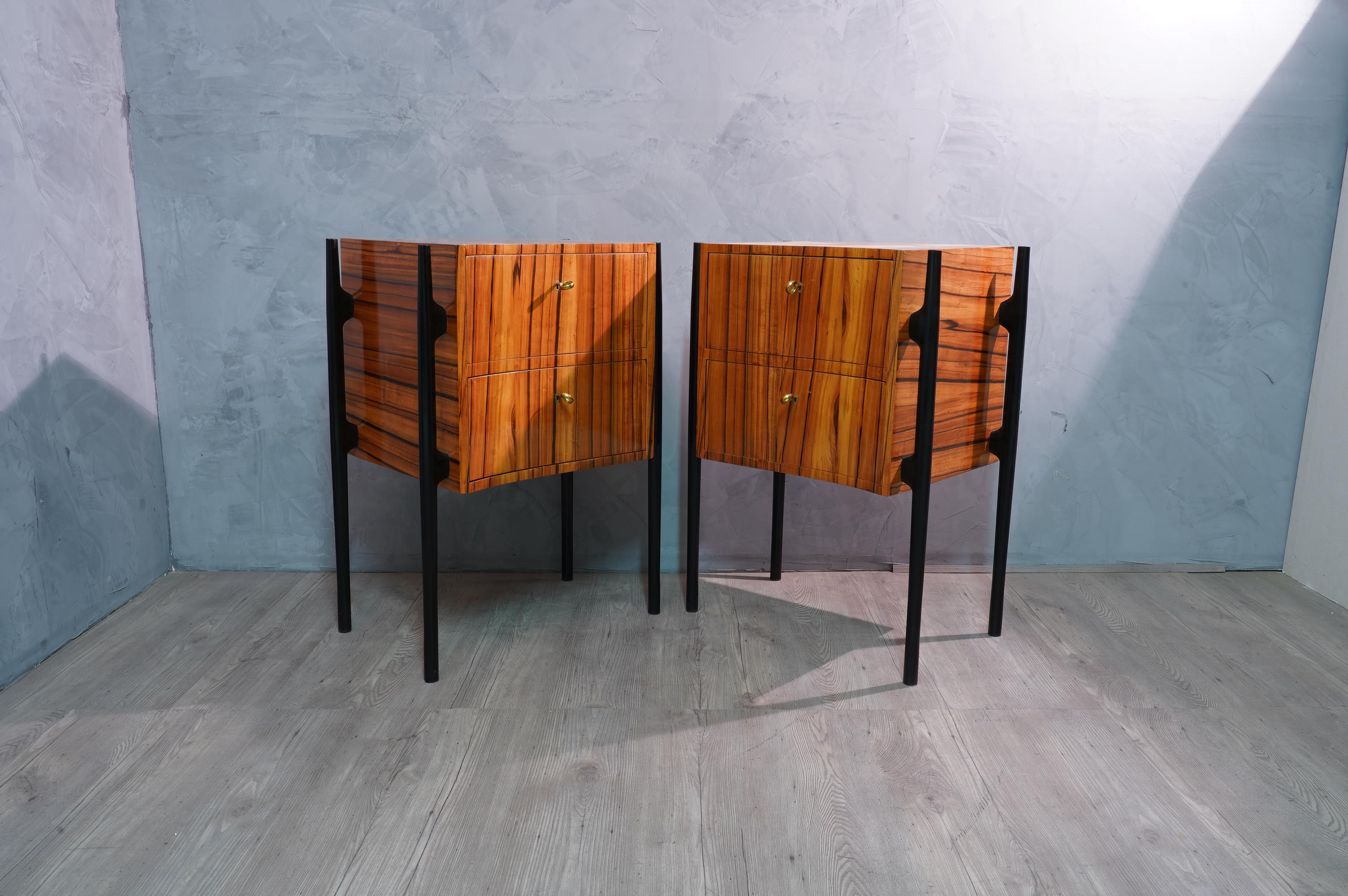 Pair of Midcentury Cherrywood Large Nightstands, 1950 4