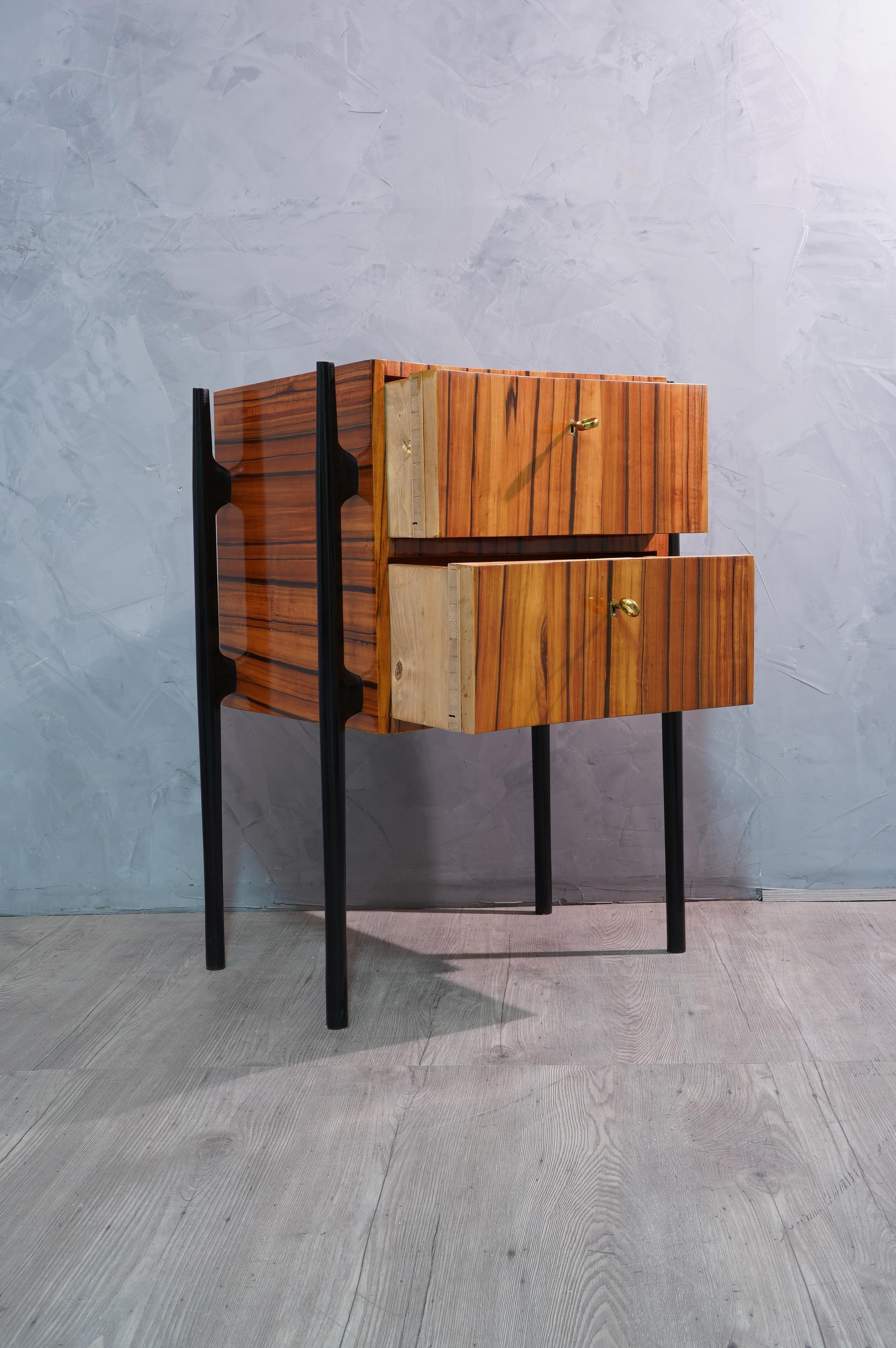 Pair of Midcentury Cherrywood Large Nightstands, 1950 In Good Condition In Rome, IT