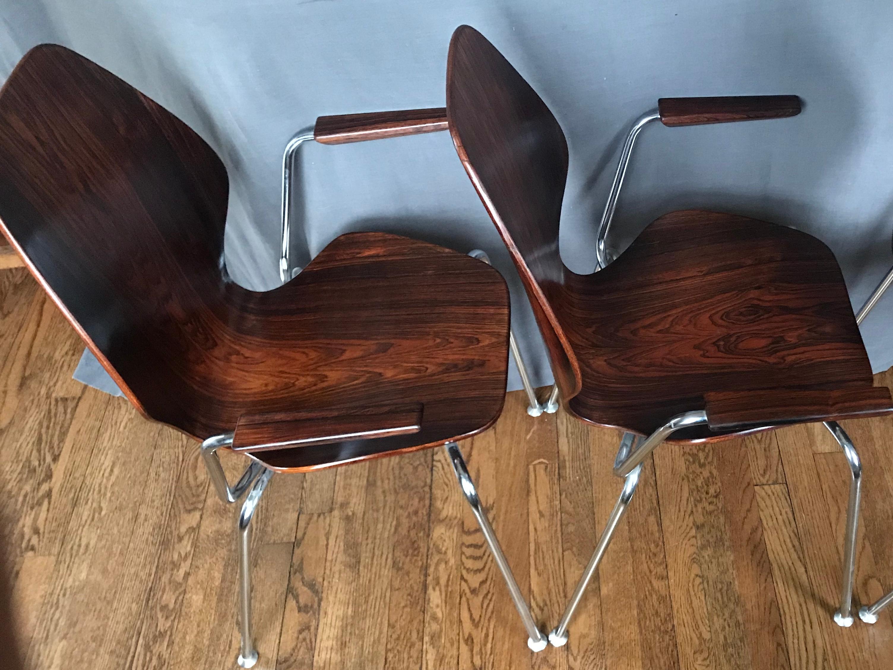 Pair Midcentury Danish Rosewood Chairs In Good Condition For Sale In New York, NY