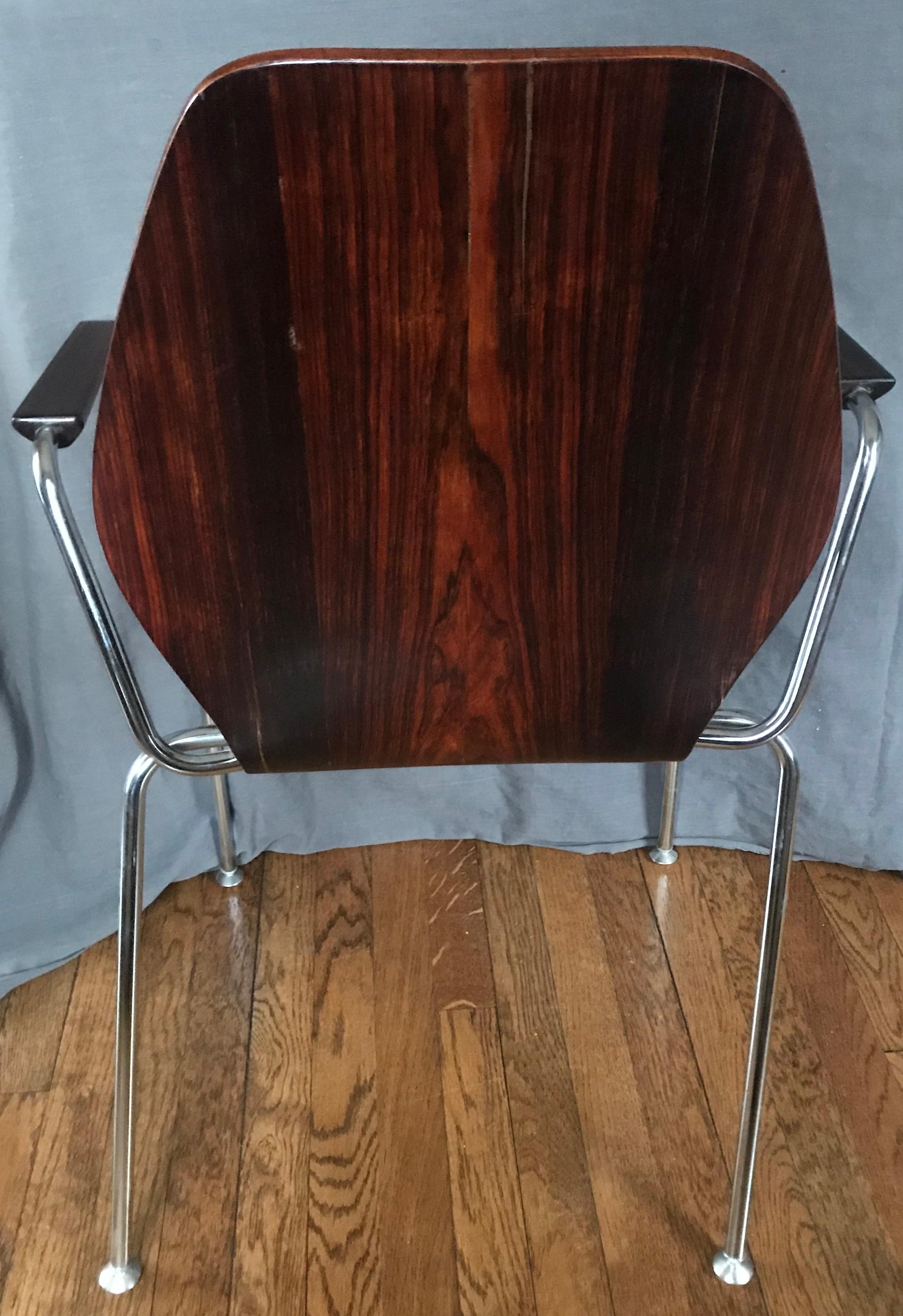 Chrome Pair Midcentury Danish Rosewood Chairs For Sale