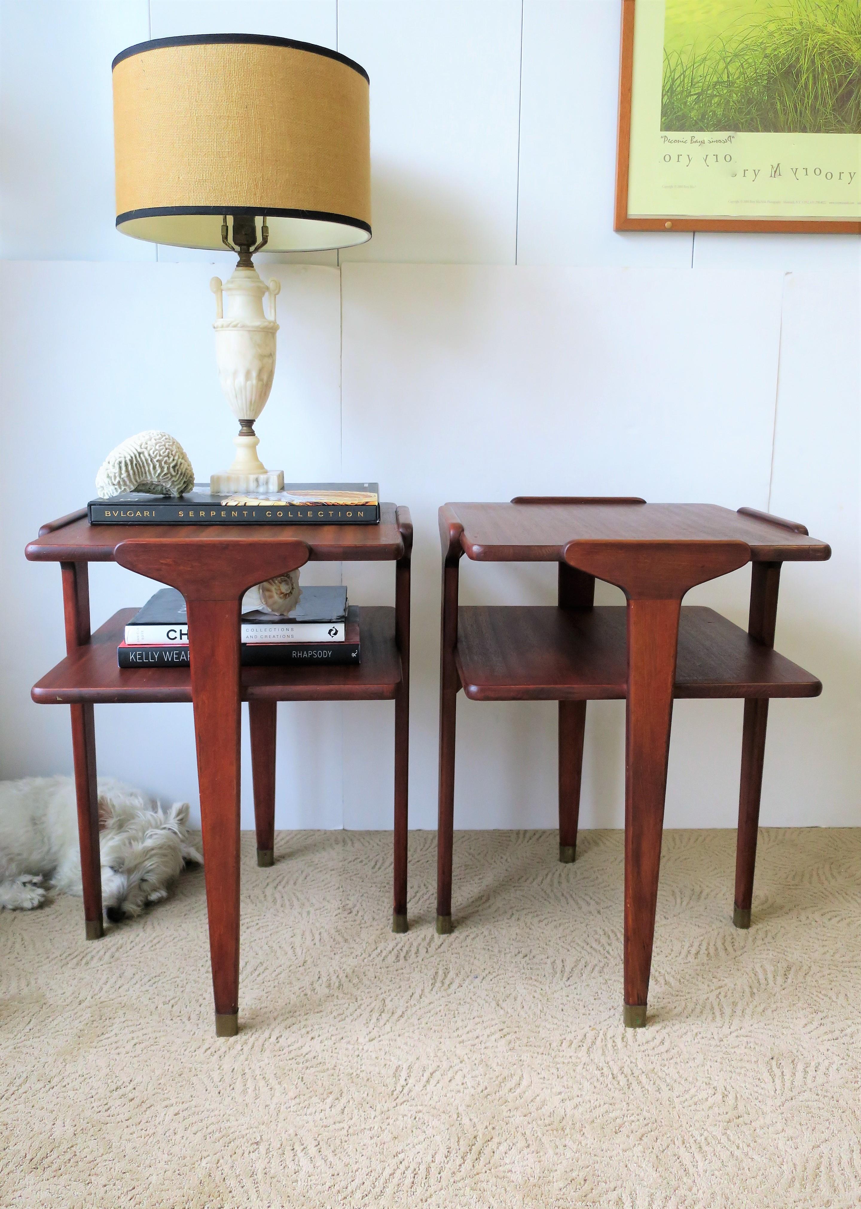 Brass Pair Midcentury End or Night Stand Tables