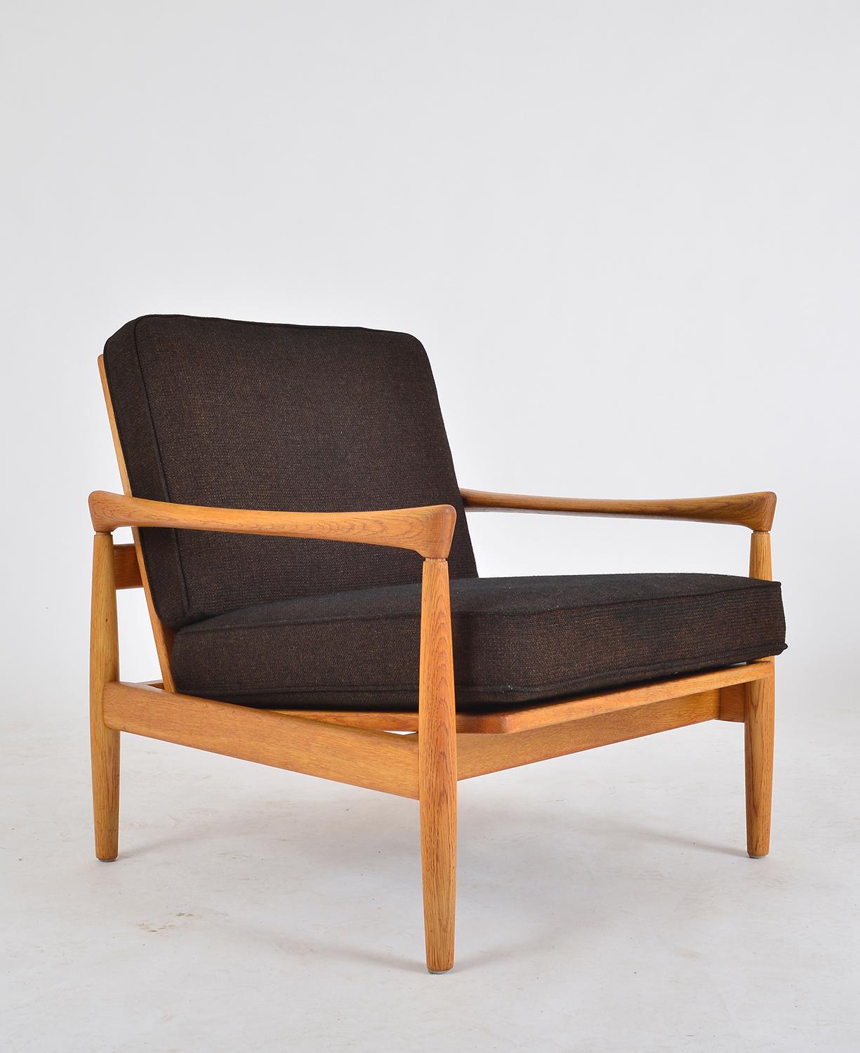 Fabric Pair of Midcentury Erik Wørts Oak Lounge Chairs for Broderna Andersson, Sweden