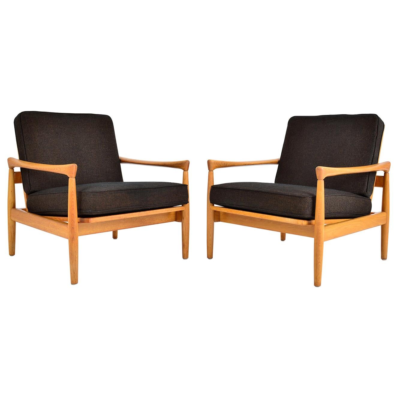 Pair of Midcentury Erik Wørts Oak Lounge Chairs for Broderna Andersson, Sweden