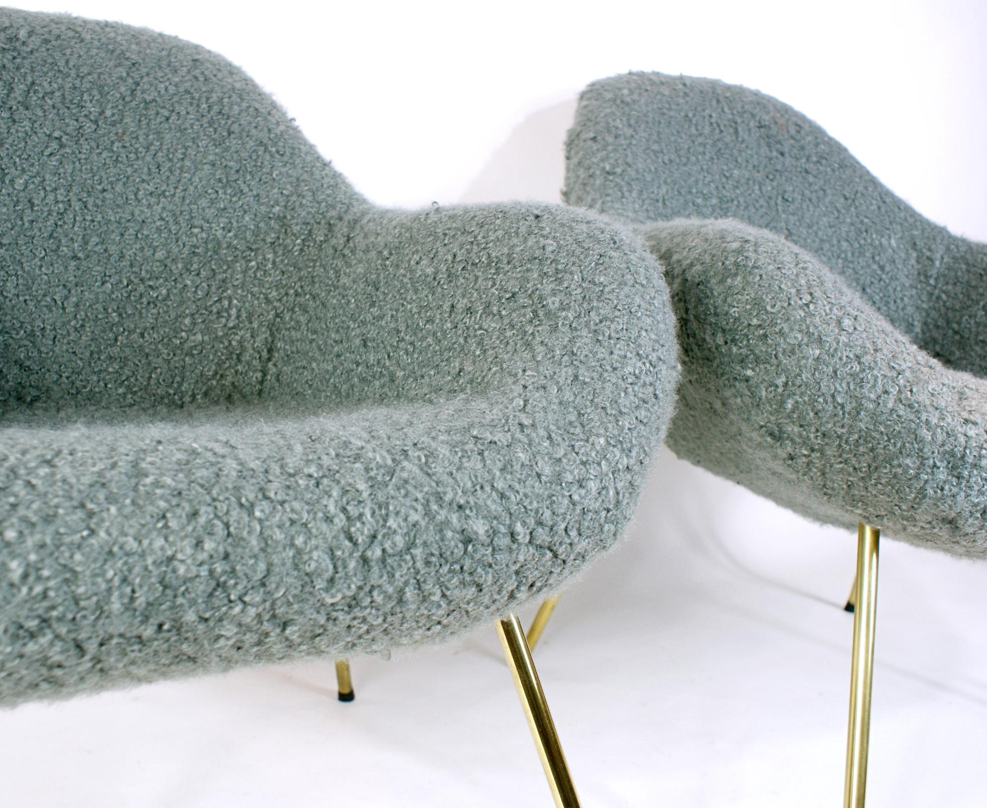 Mid-Century Modern Pair of Midcentury Fritz Neth Sheep Wool Fabrik Lounge Chairs, 1950s, Germany