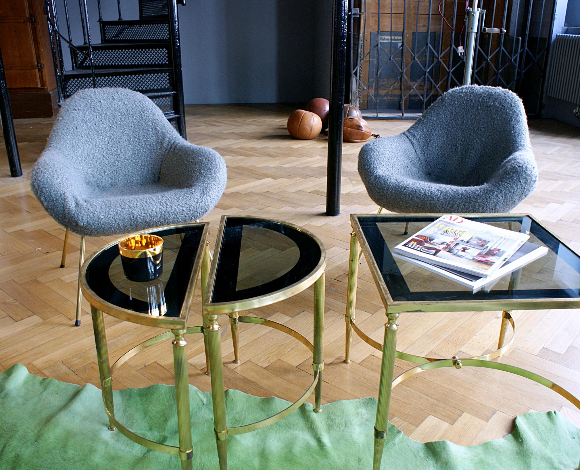 Pair of Midcentury Fritz Neth Sheep Wool Fabrik Lounge Chairs, 1950s, Germany In Good Condition In Biebergemund, Hessen