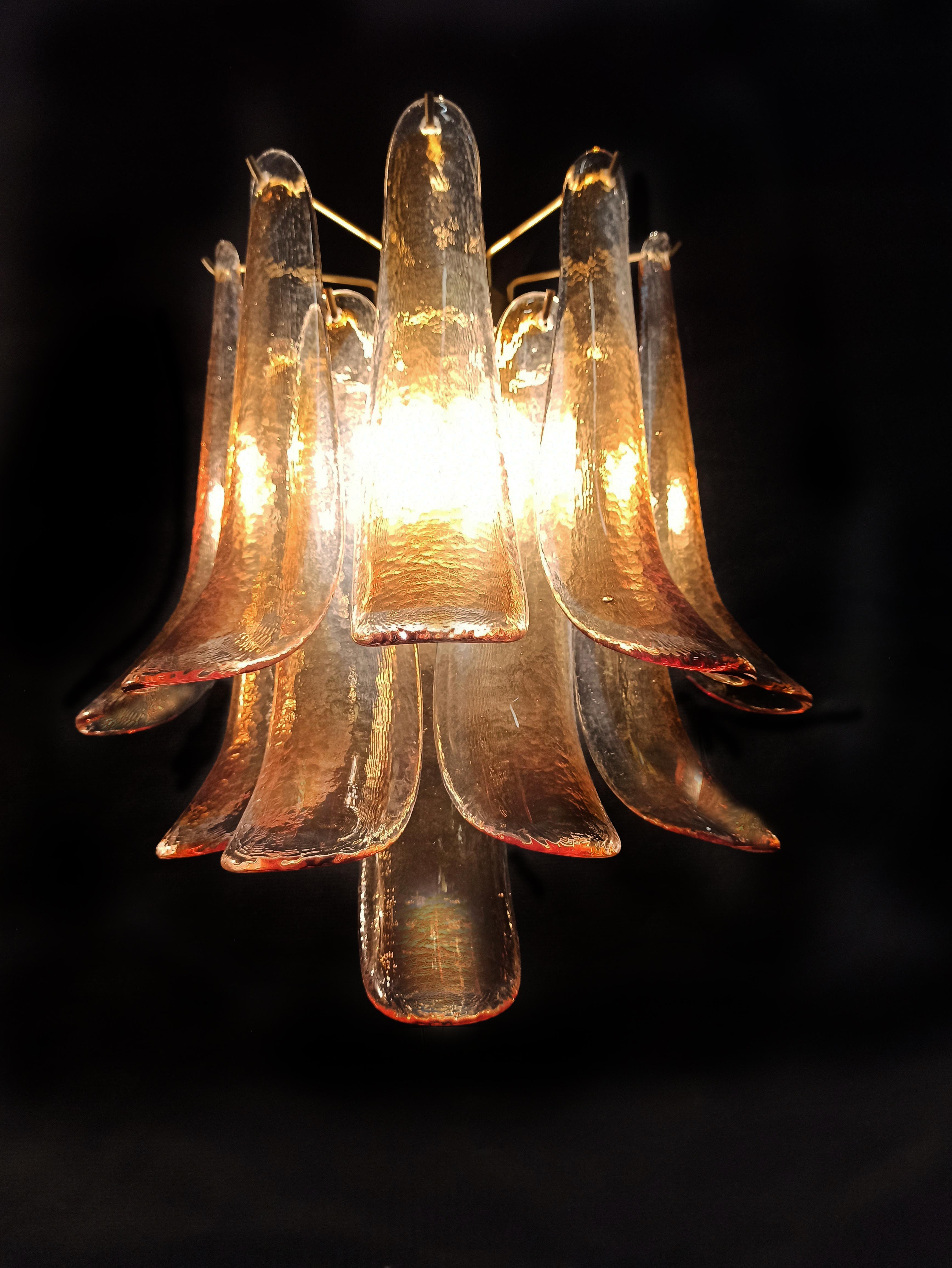 Pair Midcentury Italian Amber Murano Sconces For Sale 1