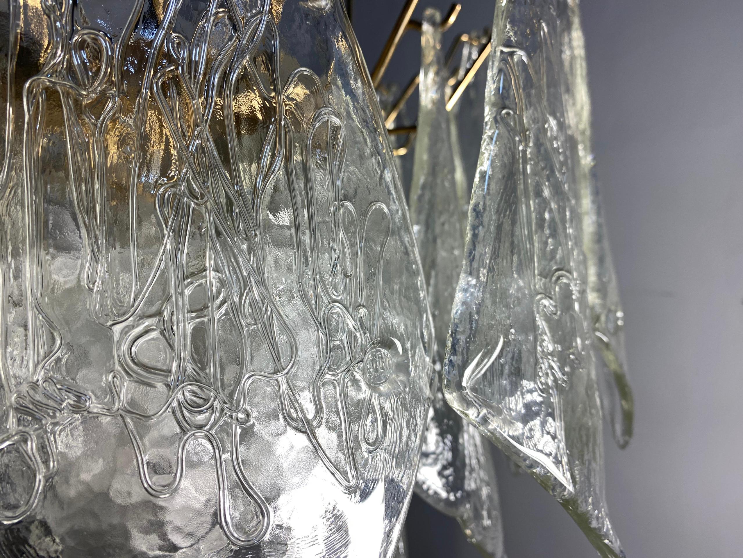 Pair Midcentury Italian Glass Chandeliers, Murano, 1980 For Sale 5