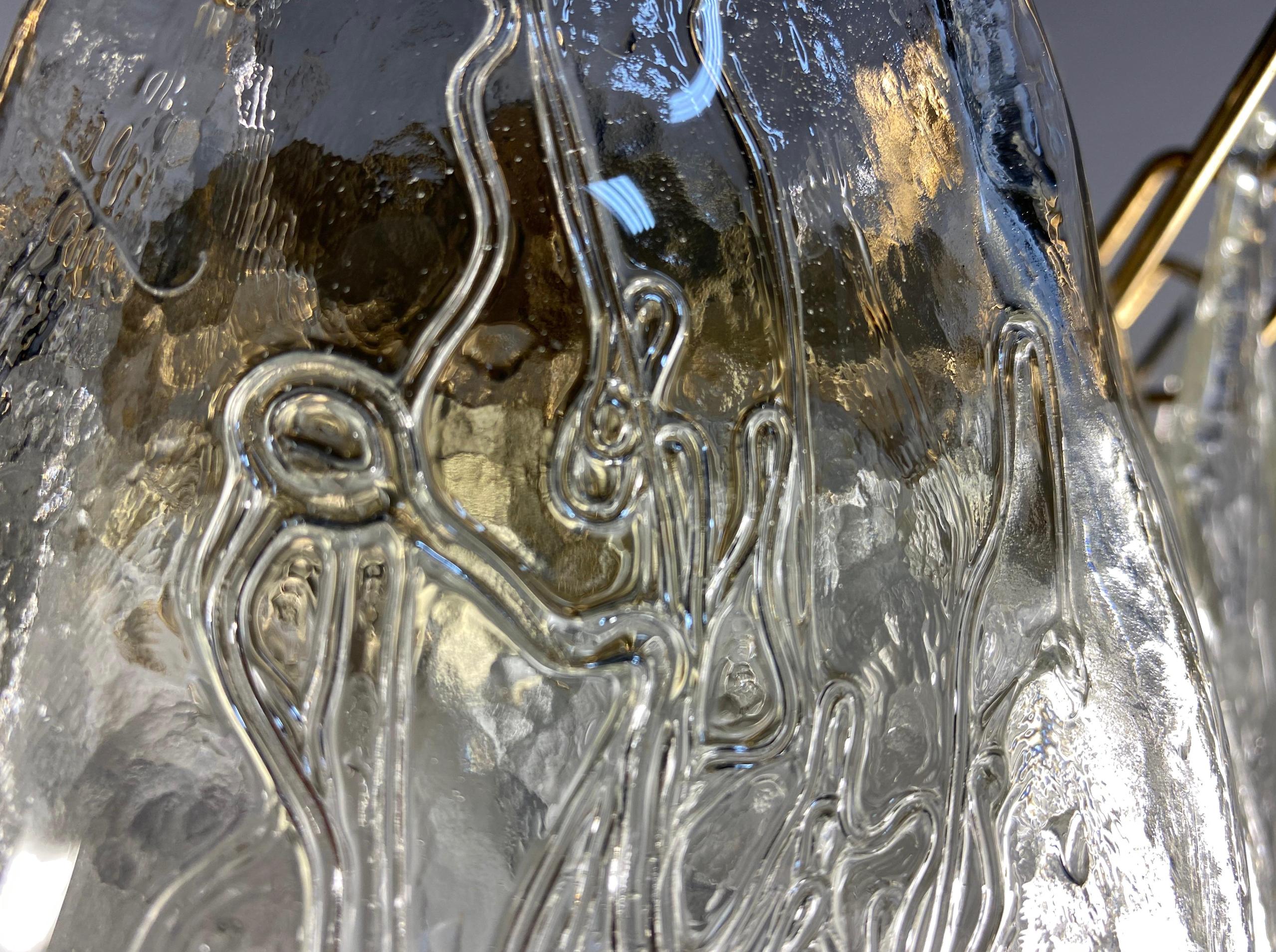 Pair Midcentury Italian Glass Chandeliers, Murano, 1980 For Sale 7