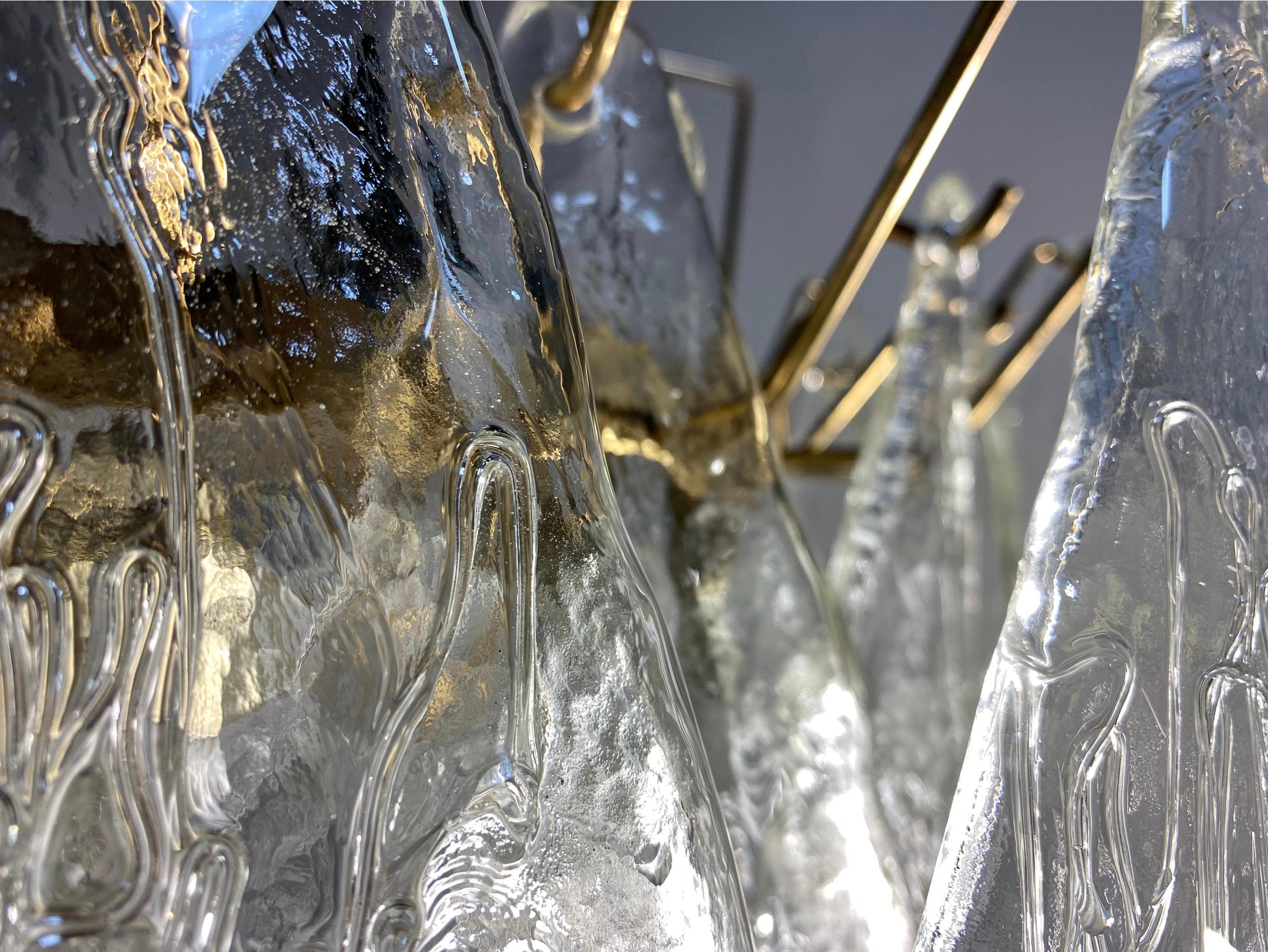 Pair Midcentury Italian Glass Chandeliers, Murano, 1980 For Sale 8