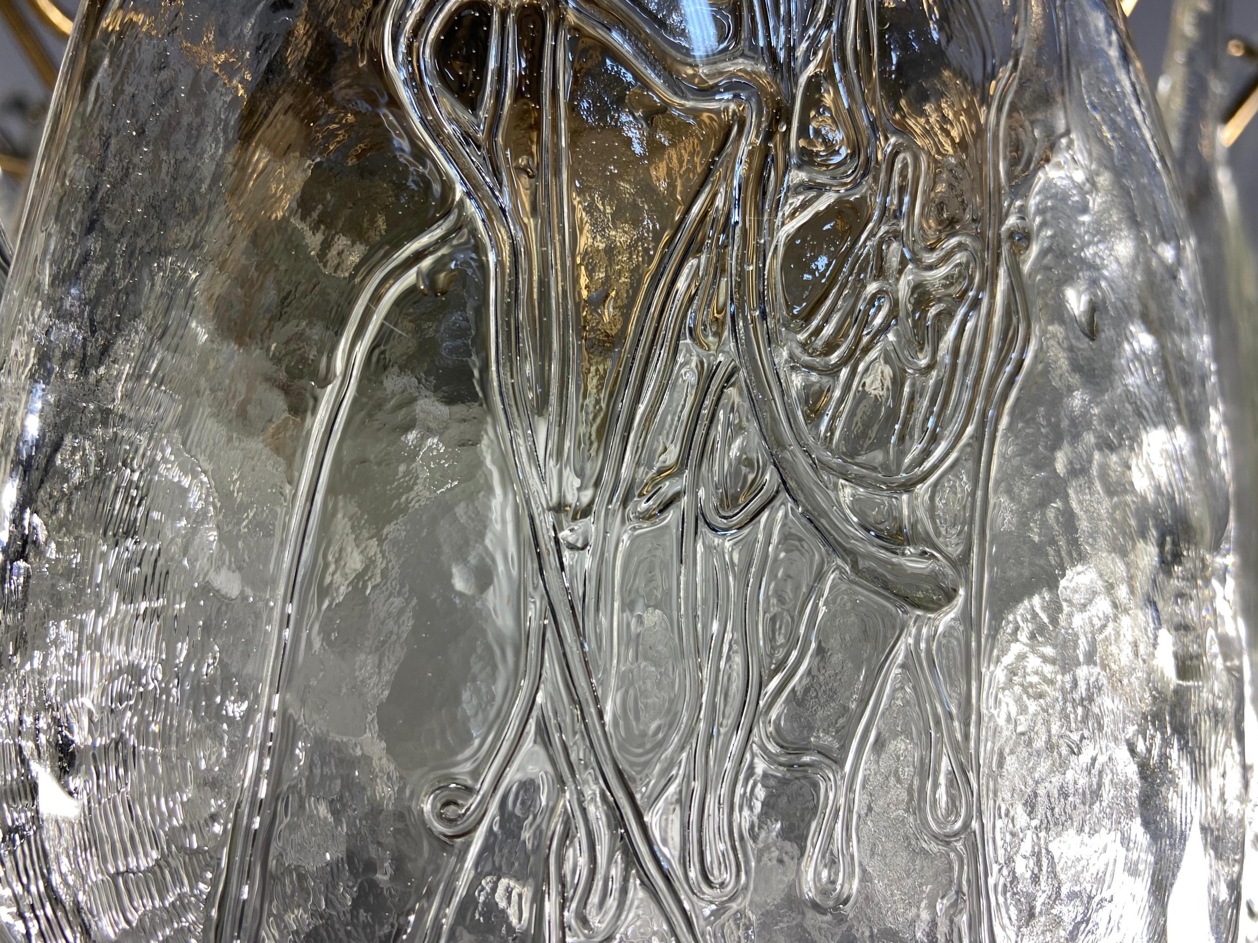 Pair Midcentury Italian Glass Chandeliers, Murano, 1980 For Sale 9