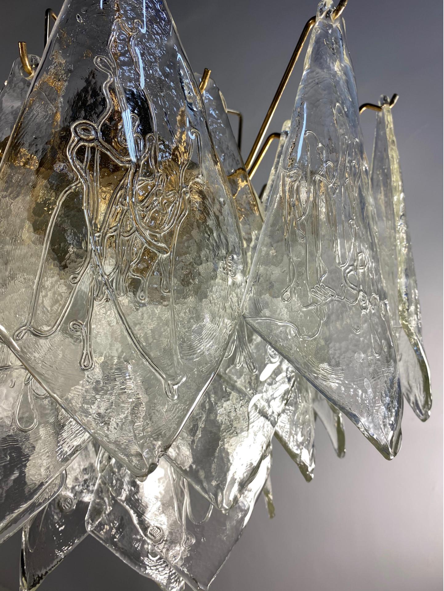 Pair Midcentury Italian Glass Chandeliers, Murano, 1980 For Sale 3