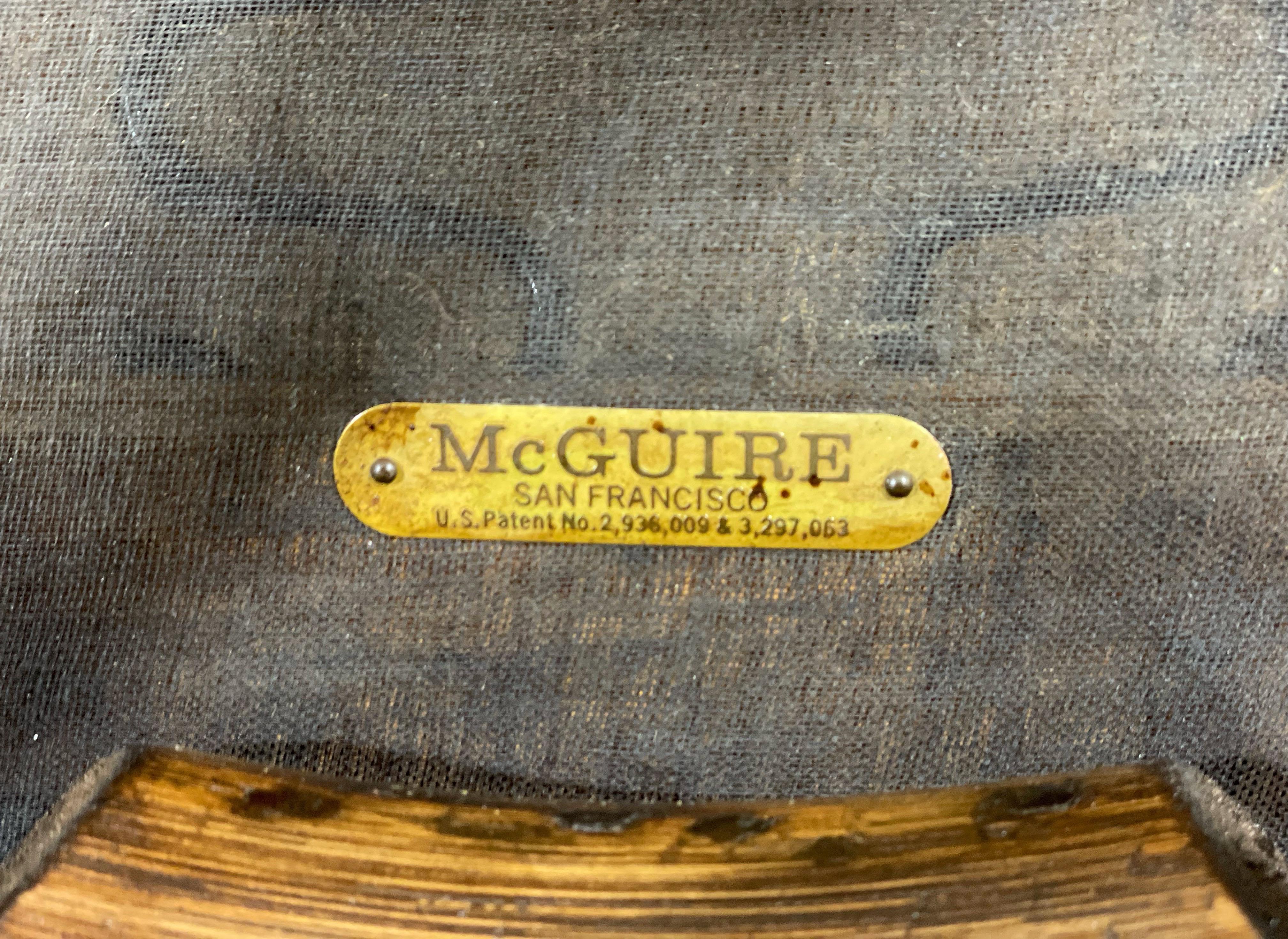 Pair Mid-Century McGuire Barrel Back Arm Chairs, Organic Modern Rattan + Cane 2