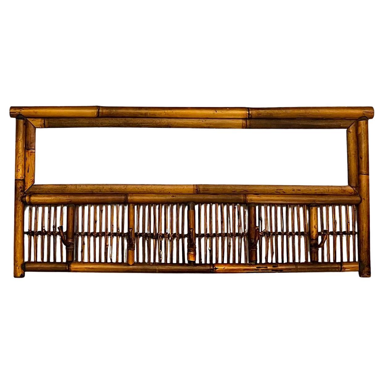 Midcentury Mirrored Bamboo Coatrack