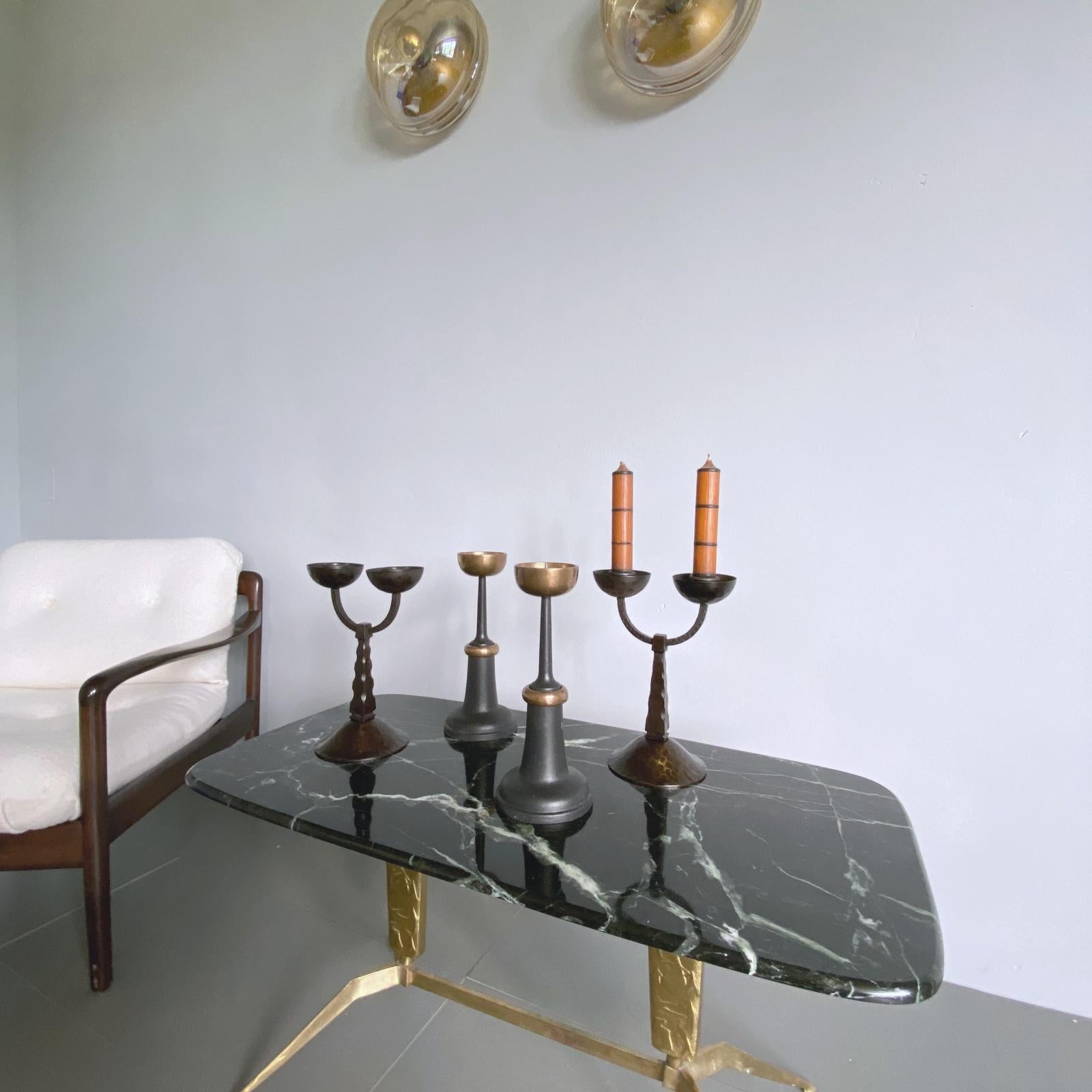 Pair of Midcentury Modern Forged Wrought Iron Candleholder, 1950s, Austria 1
