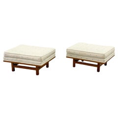 Pair Midcentury Modern Oversized Ottomans in Walnut, Harvey Probber circa 1960