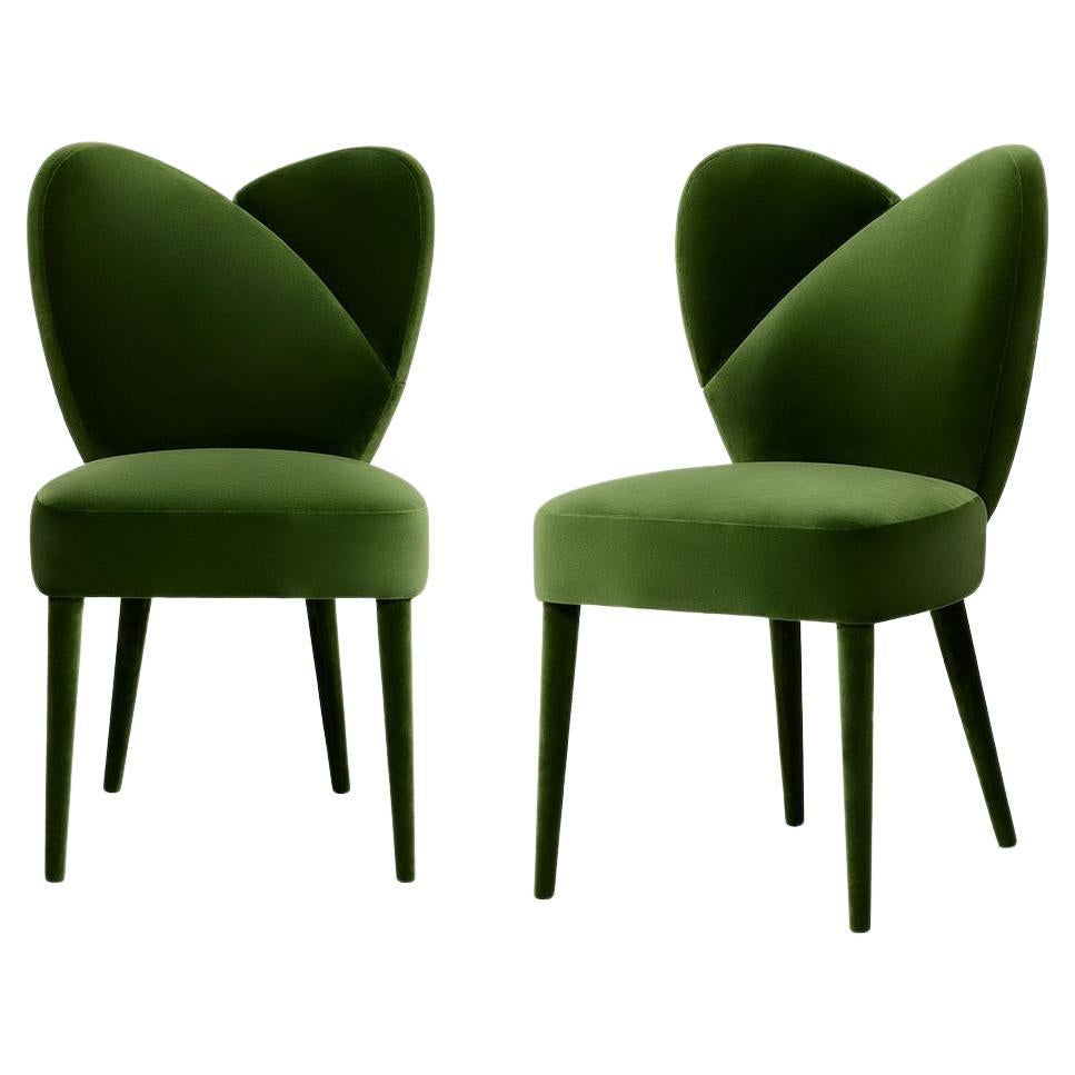 Pair Midcentury Modern Style Dining Chairs Ft. Clean Lines & Organic Form For Sale