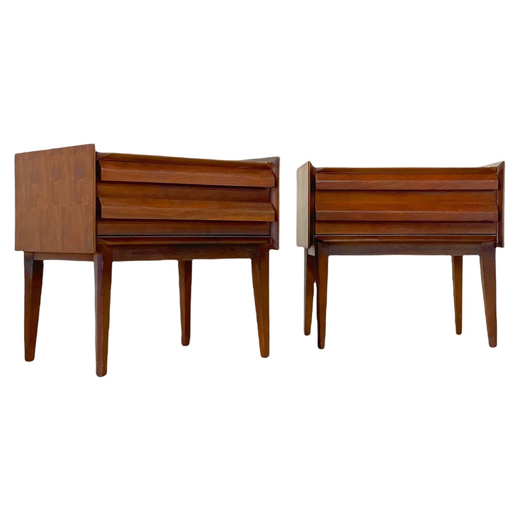 Pair Midcentury Modern Walnut Nightstands, Lane "First Edition" circa 1965
