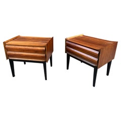 Vintage Pair Midcentury Modern Walnut Nightstands, Lane "First Edition" circa 1965