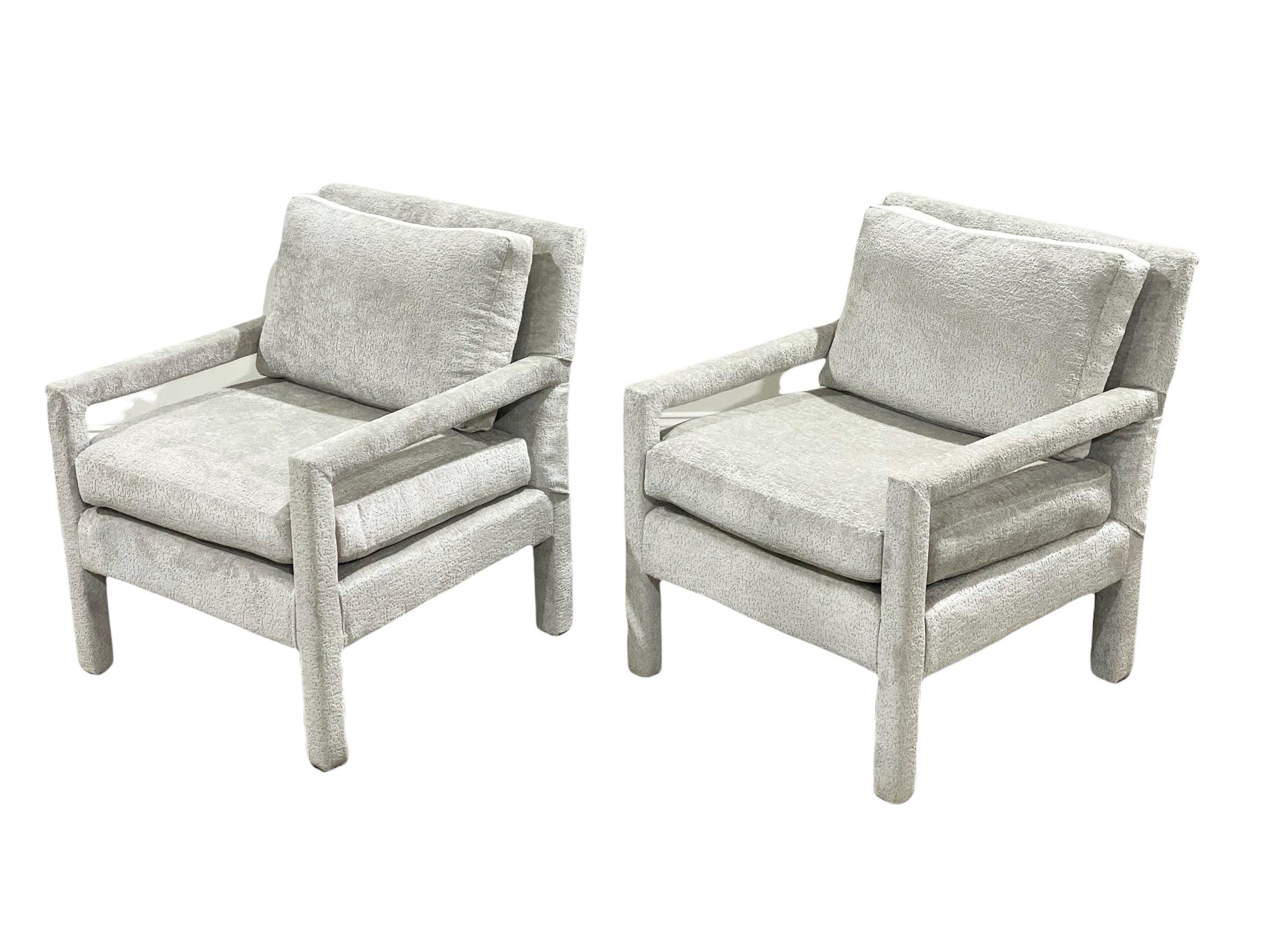 Pair Midcentury Parsons Style Lounge Chairs by Bernhardt, After Milo Baughman 4