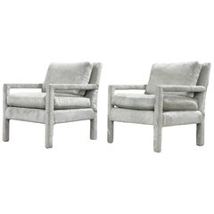 Paar Loungesessel im Parsons-Stil von Bernhardt:: nach Milo Baughman:: Mitte des Jahrhunderts