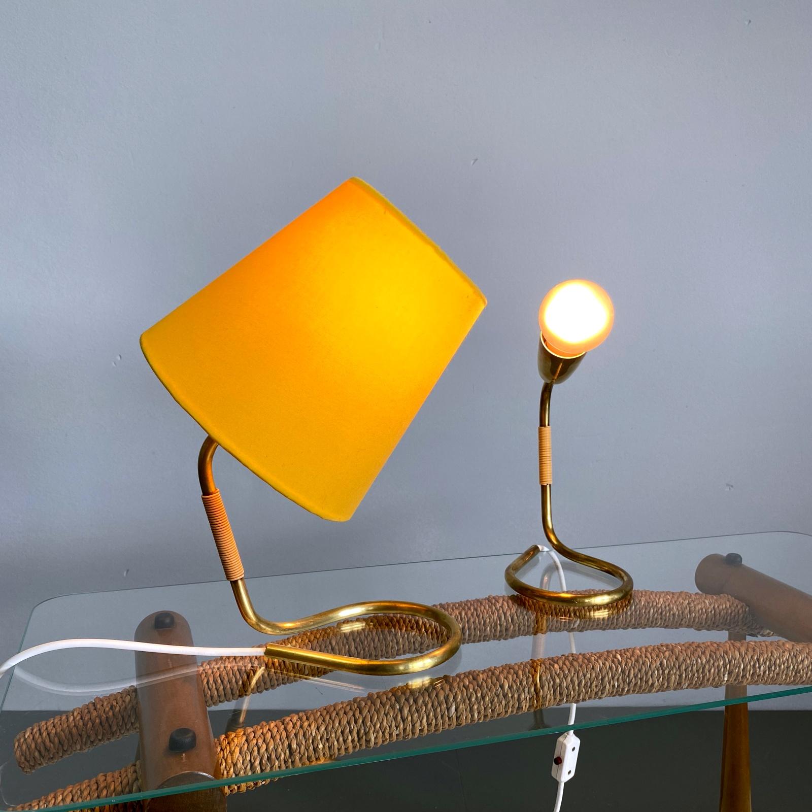 20th Century Pair of Midcentury Rupert Nikoll Brass Nightstand Table Lamp, 1950s, Austria