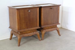 Pair of Midcentury Side Cabinets Nightstands French Bedside Tables Mirror Top