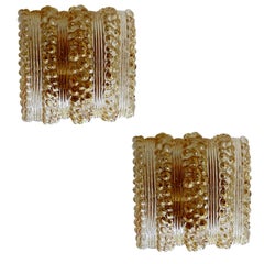 Pair Midcentury Limburg  Bubble Glass Sconces Mirror Wall Lights, 1960s