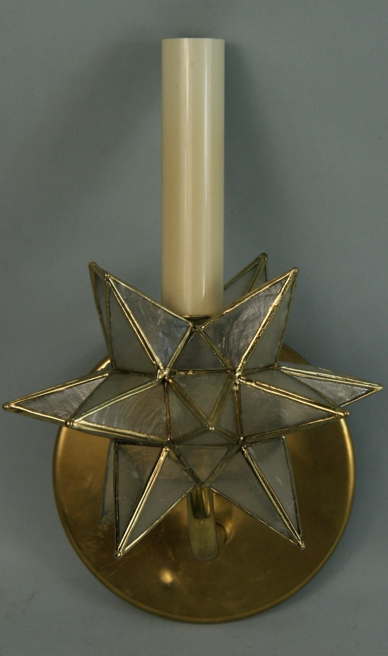 Pair midcentury star capiz shell sconces
Takes one 60 watt max candelabra based bulb
Rewired.
2 pair available