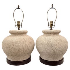Pair Midcentury Stone Lamps