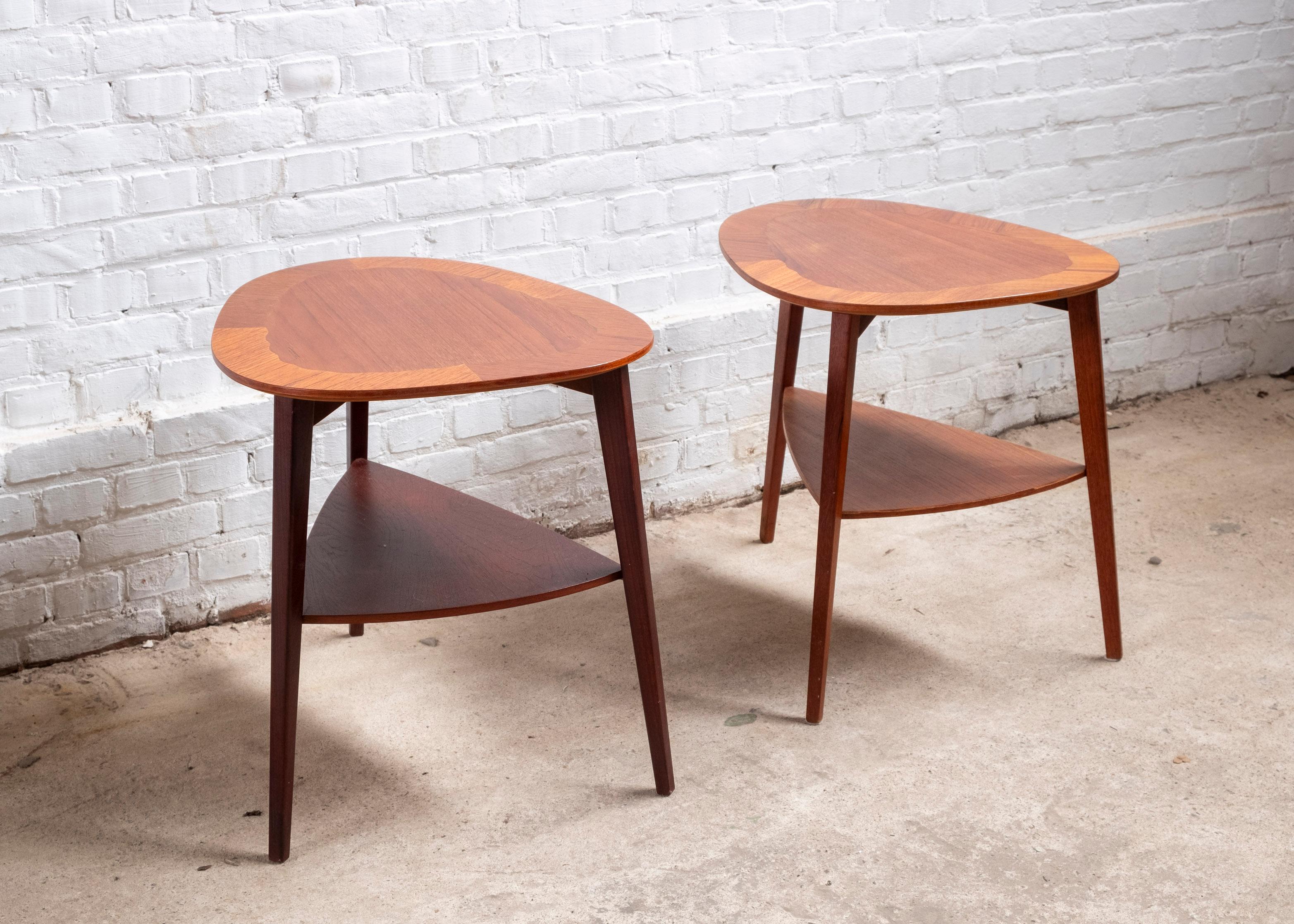 Scandinavian Modern Pair Midcentury Teak End Tables by Holger Georg Jensen, Kubus 1960s Denmark For Sale