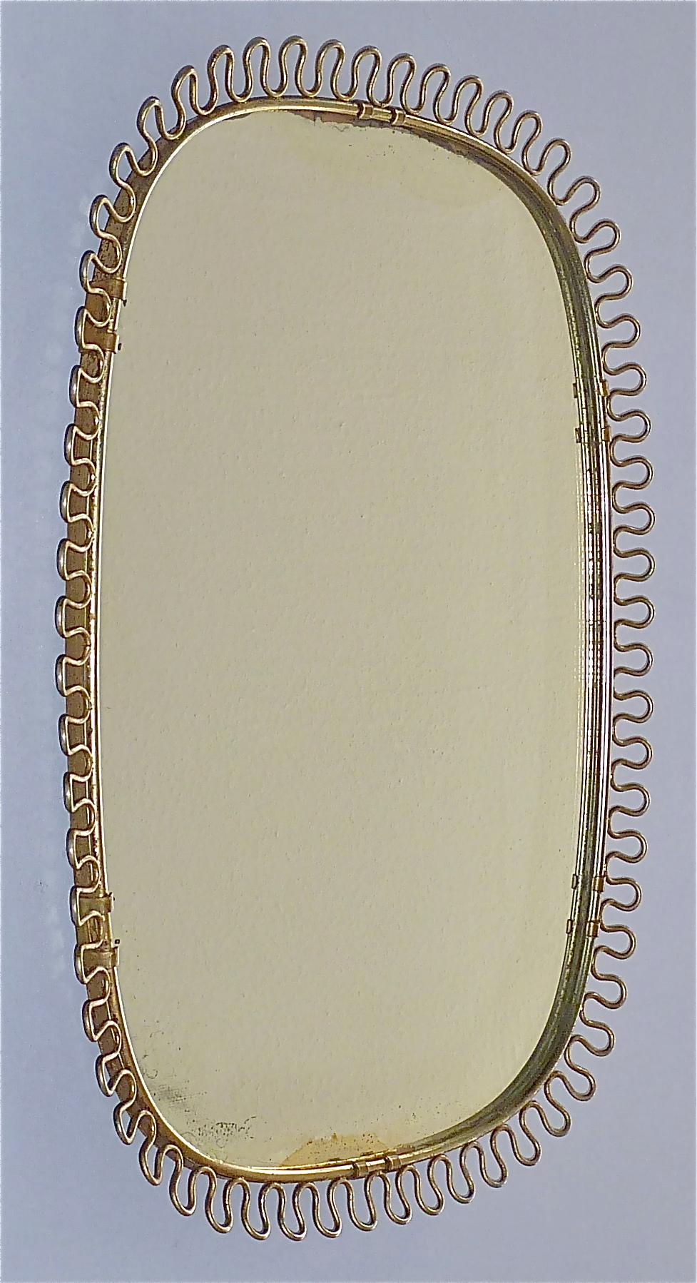 Austrian Midcentury Wall Mirrors by Josef Frank for Svenskt Tenn Sweden Brass 1950s, Pair